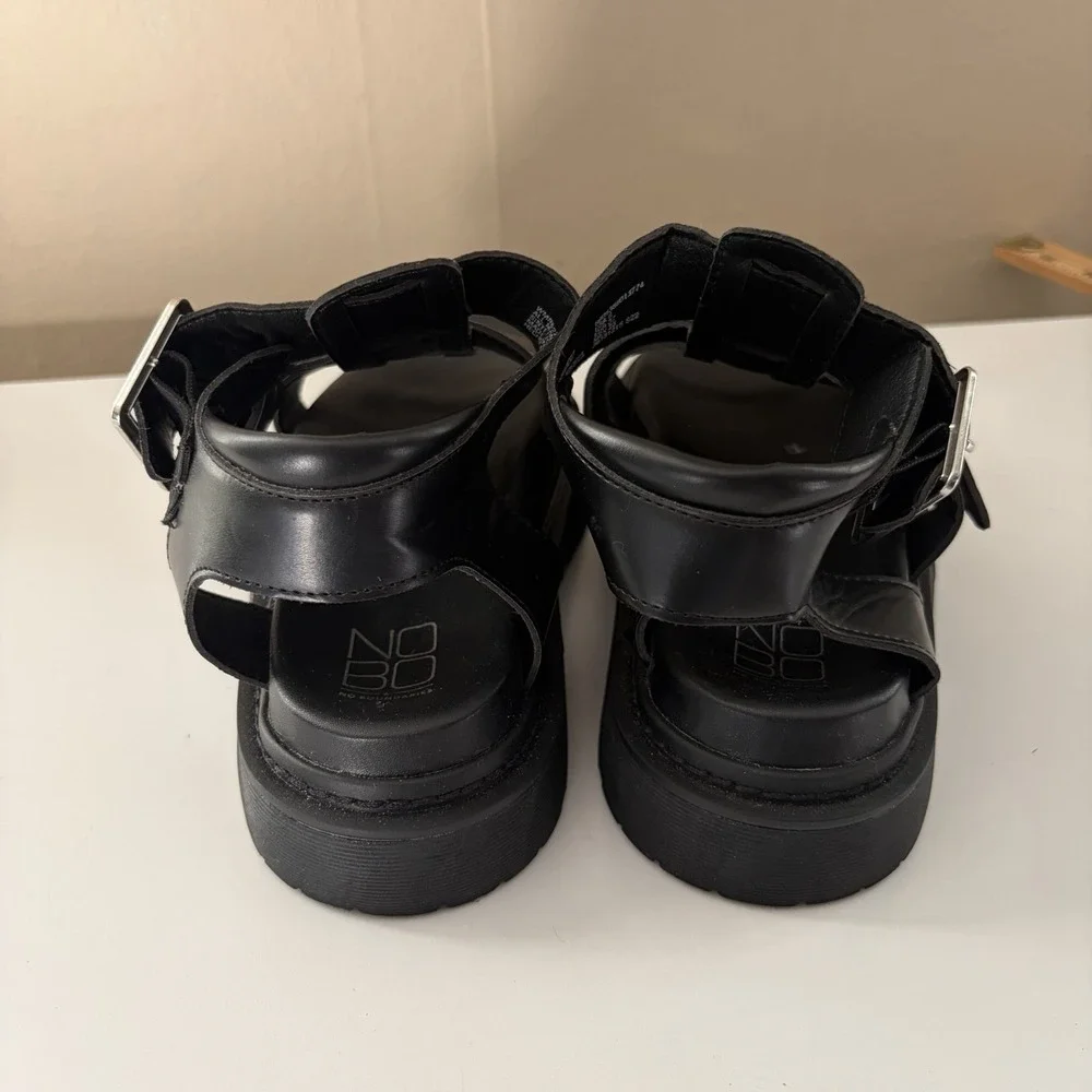 NoBo Womens Chunky Platform Fisherman Sandals Size 6 Black Y2K Grunge Whimsigoth